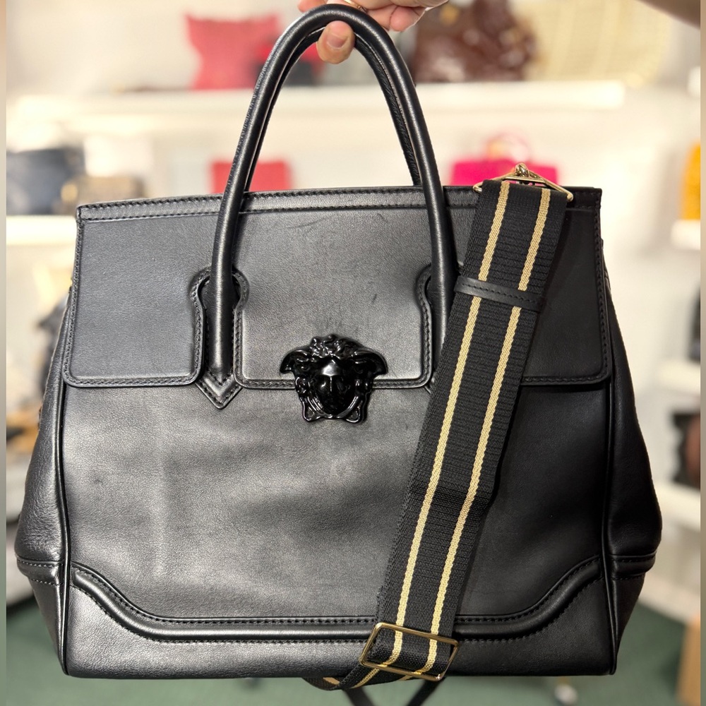 Versace Black Satchel with Medusa Detail